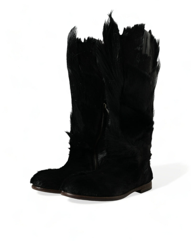 Dolce & Gabbana Opulent Gazelle Fur Mid Calf Men's Boots