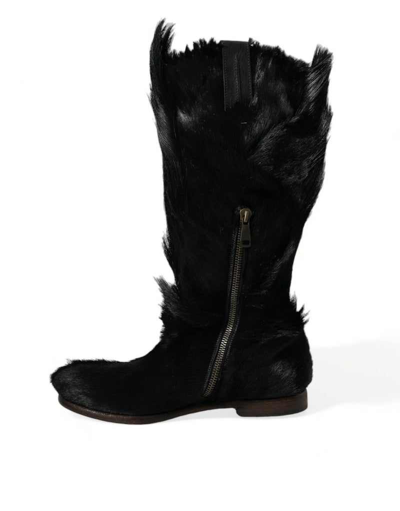 Dolce & Gabbana Opulent Gazelle Fur Mid Calf Men's Boots