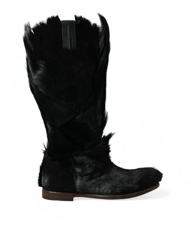 Dolce & Gabbana Opulent Gazelle Fur Mid Calf Men's Boots