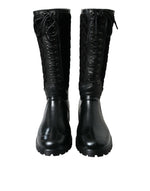 Dolce & Gabbana Elegant Quilted Lace-Up Rain Men's Boots