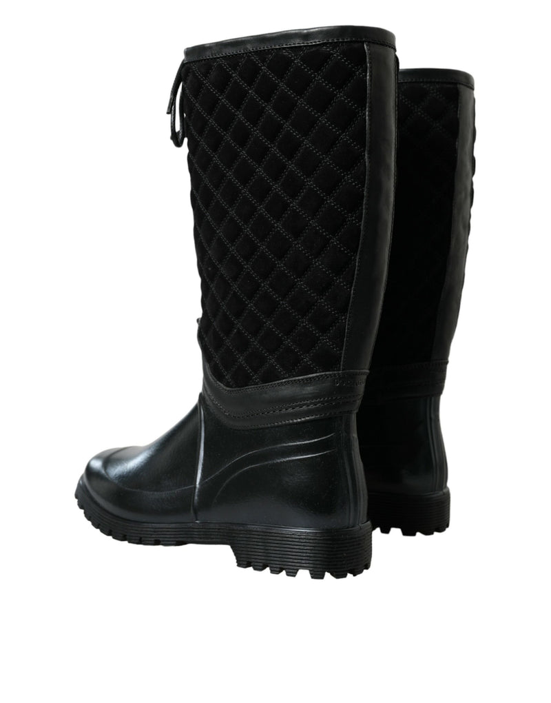 Dolce & Gabbana Elegant Quilted Lace-Up Rain Men's Boots