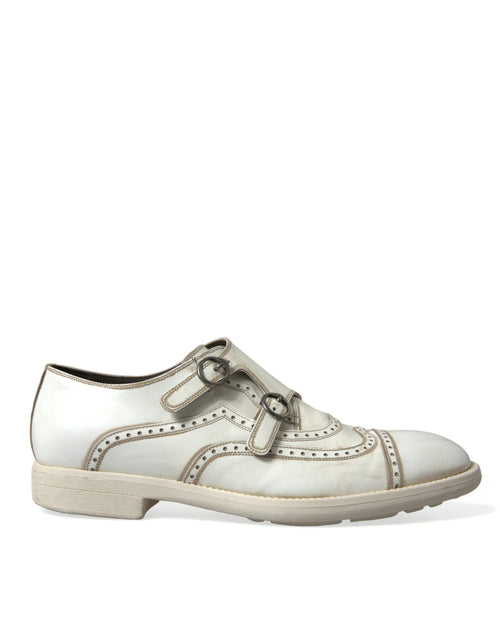 Dolce & Gabbana Elegant White Leather Derby Dress Men's Shoes