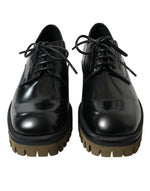 Dolce & Gabbana Elegant Black Leather Derby Dress Men's Shoes