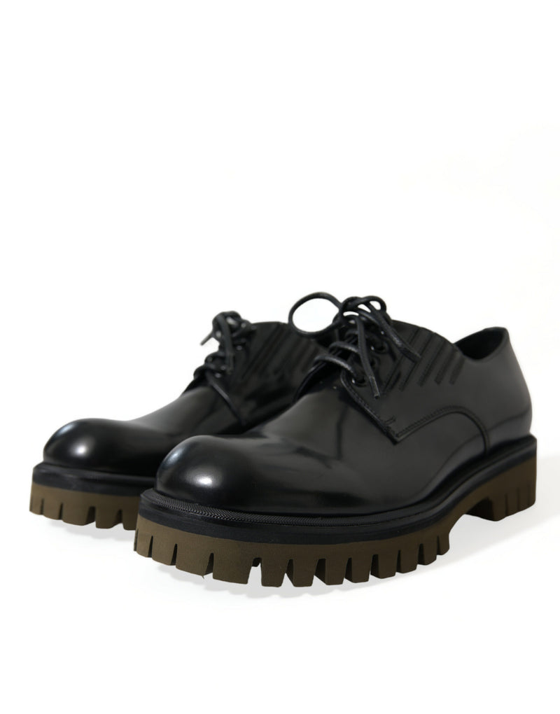 Dolce & Gabbana Elegant Black Leather Derby Dress Men's Shoes