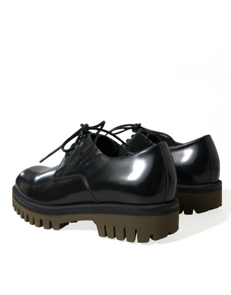 Dolce & Gabbana Elegant Black Leather Derby Dress Men's Shoes