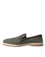 Dolce & Gabbana Studded Canvas Loafer Slipper Men's Shoes