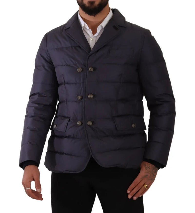 Dolce & Gabbana Elegant Dark Blue Silk Blend Men's Jacket