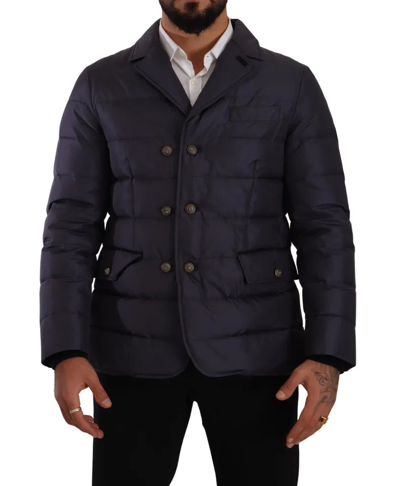 Dolce & Gabbana Elegant Dark Blue Silk Blend Men's Jacket