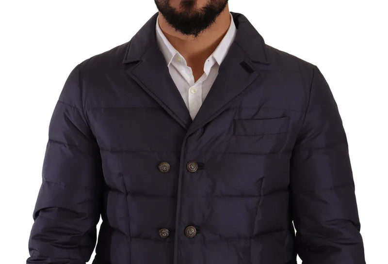 Dolce & Gabbana Elegant Dark Blue Silk Blend Men's Jacket