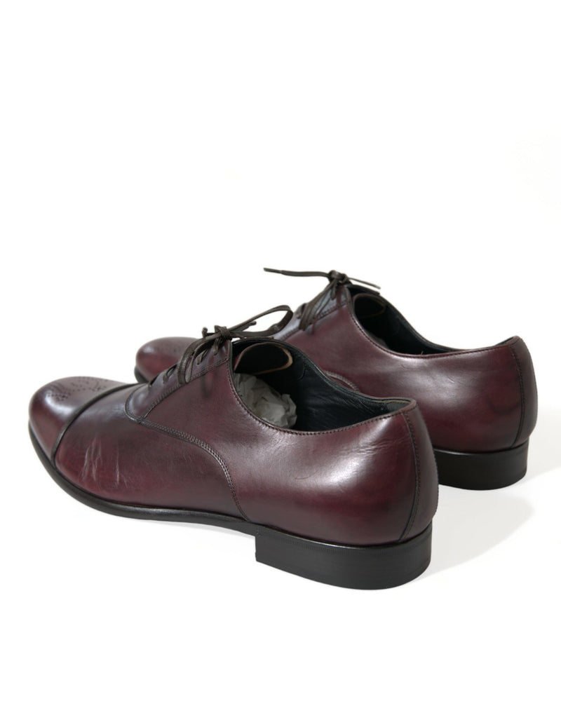 Dolce & Gabbana Elegant Burgundy Leather Derby Men's Shoes