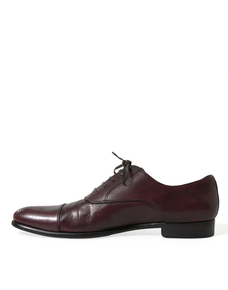 Dolce & Gabbana Elegant Burgundy Leather Derby Men's Shoes