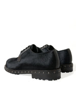 Dolce & Gabbana Elegant Black Calf Fur Derby Men's Shoes