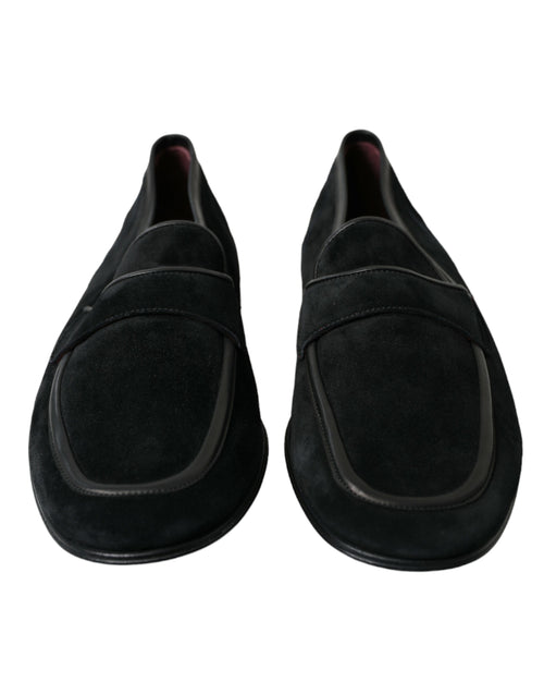 Dolce & Gabbana Elegant Velvet Black Loafers for Men's Men