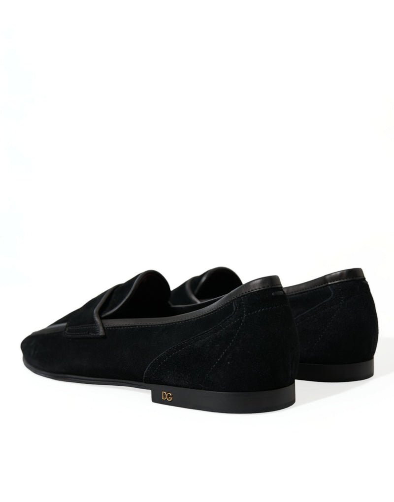 Dolce & Gabbana Elegant Velvet Black Loafers for Men's Men