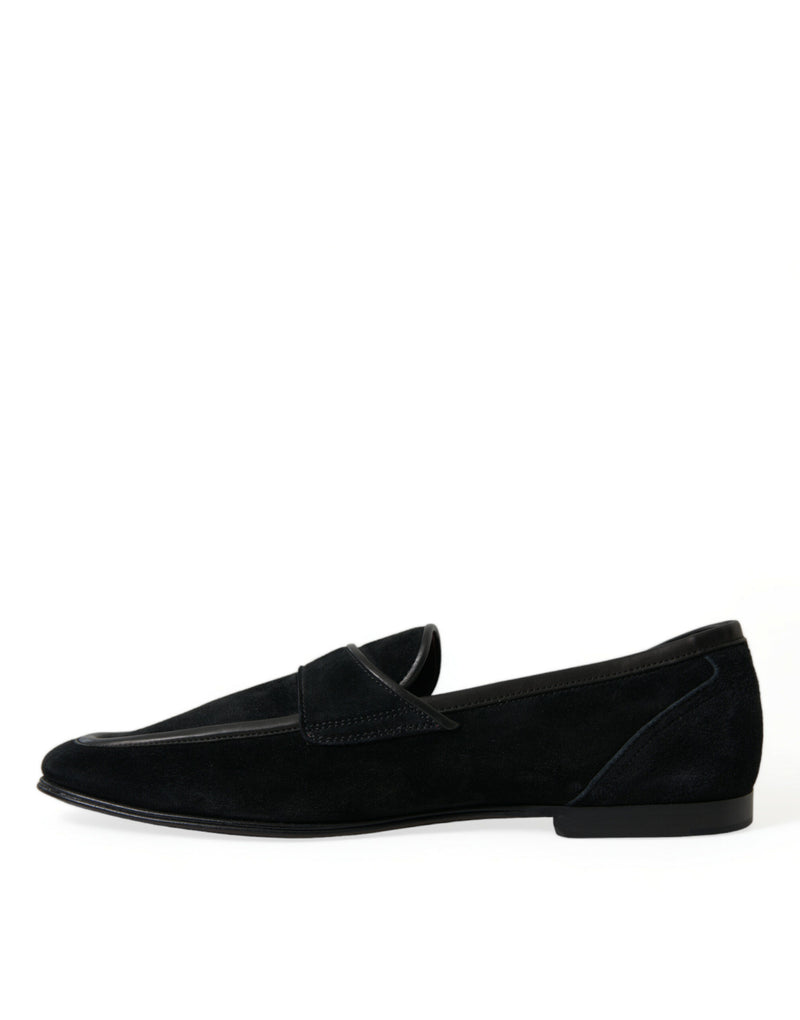 Dolce & Gabbana Elegant Velvet Black Loafers for Men's Men