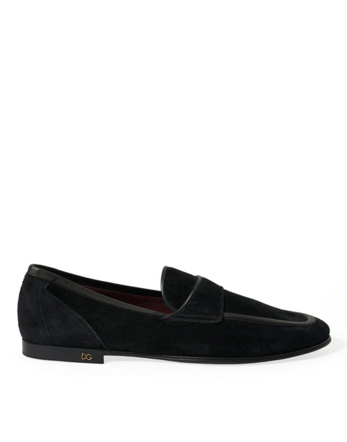 Dolce & Gabbana Elegant Velvet Black Loafers for Men's Men