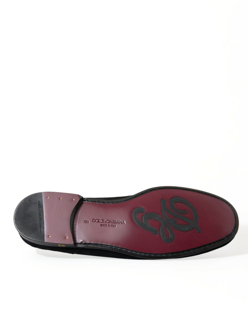 Dolce & Gabbana Elegant Velvet Black Loafers for Men's Men