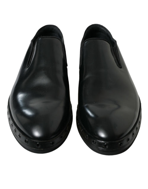 Dolce & Gabbana Elegant Black Leather Studded Men's Loafers