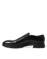 Dolce & Gabbana Elegant Black Leather Studded Men's Loafers