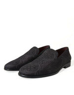 Dolce & Gabbana Elegant Black Brocade Dress Men's Loafers