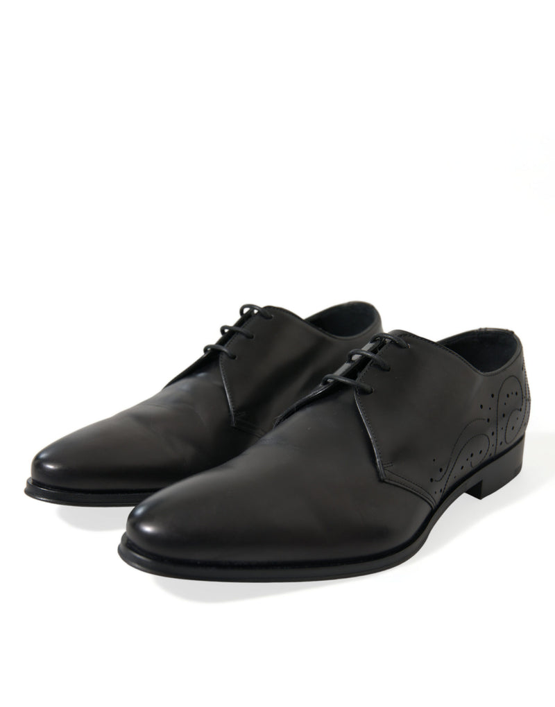 Dolce & Gabbana Elegant Black Leather Derby Dress Men's Shoes