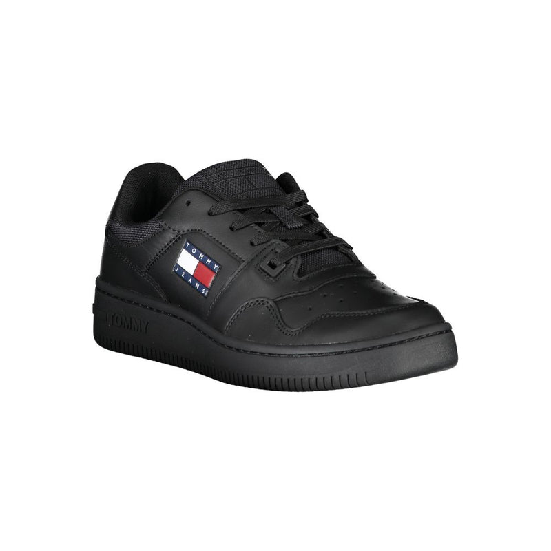 Tommy Hilfiger Black Leather Women Women's Sneaker