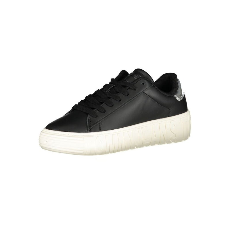 Tommy Hilfiger Black Leather Women Women's Sneaker