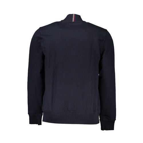 Tommy Hilfiger Sleek Blue Zip Sweatshirt with Embroidery Men's Detail