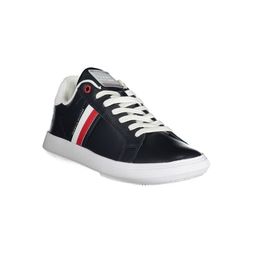 Tommy Hilfiger Sleek Blue Lace-Up Sneakers with Contrast Men's Details