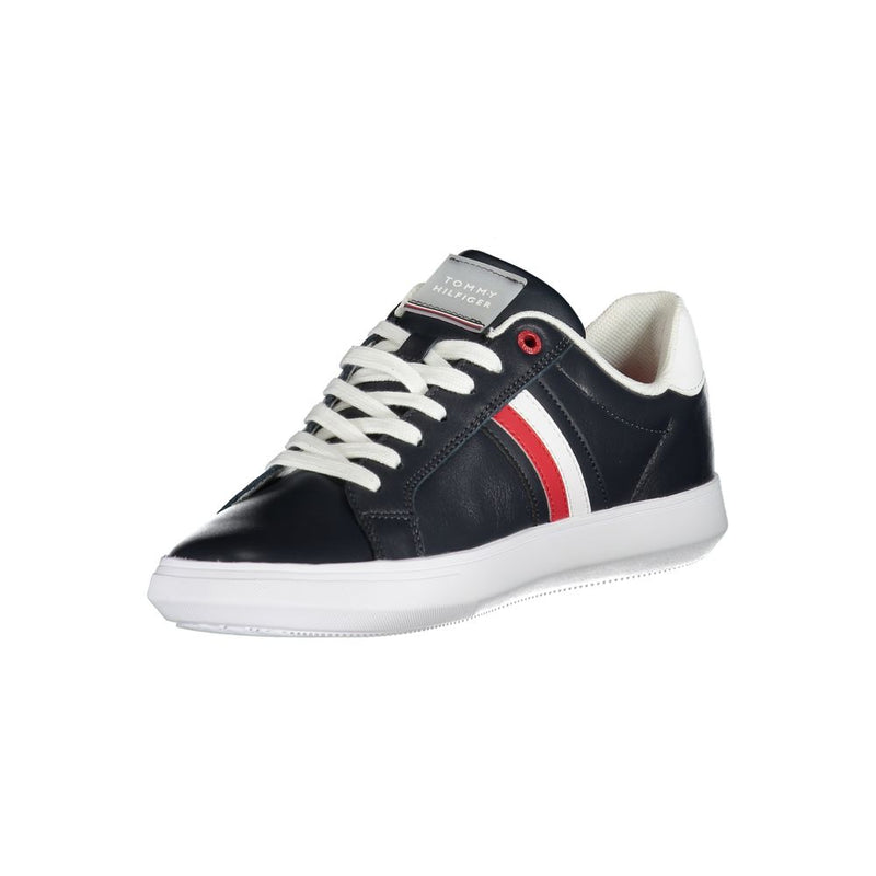 Tommy Hilfiger Sleek Blue Lace-Up Sneakers with Contrast Men's Details