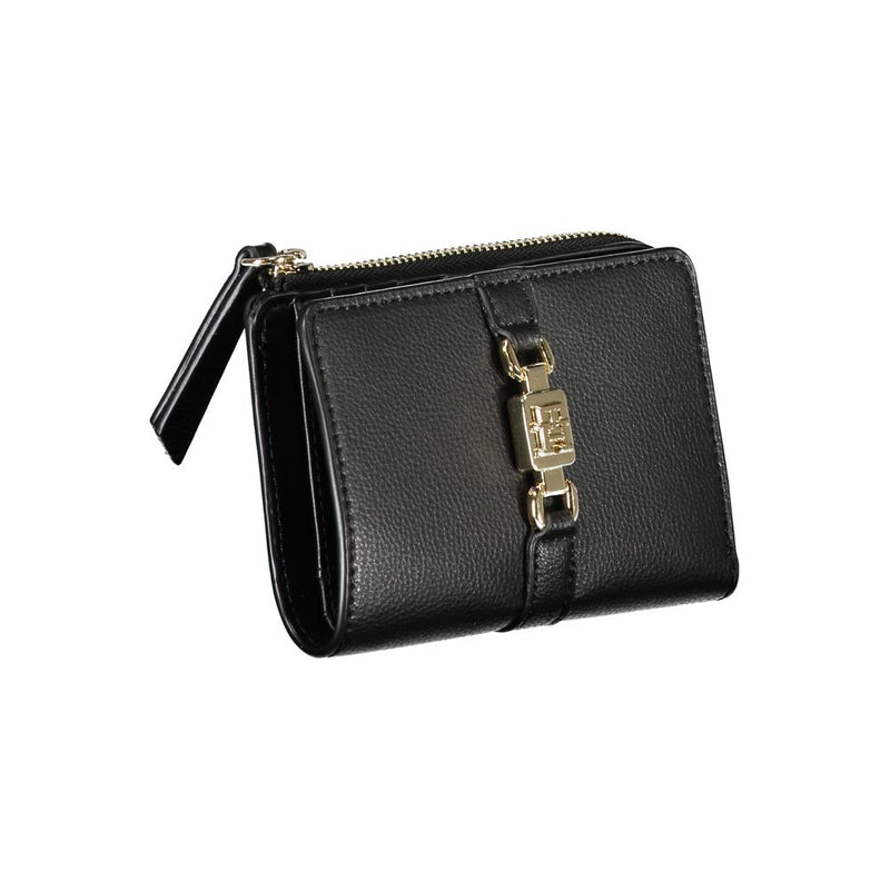 Tommy Hilfiger Sleek Black Zip Wallet with Coin Women's Purse