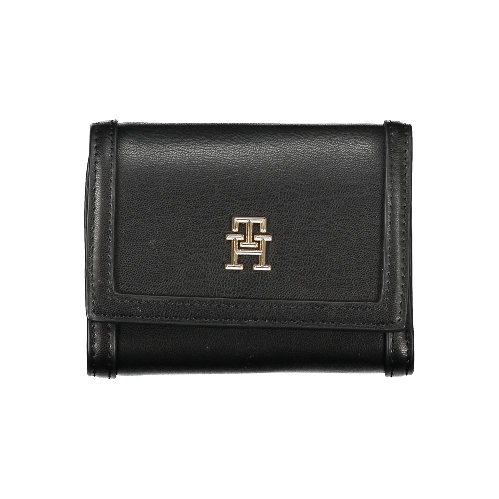 Tommy Hilfiger Sleek Black Double-Spaced Wallet with Women's Logo