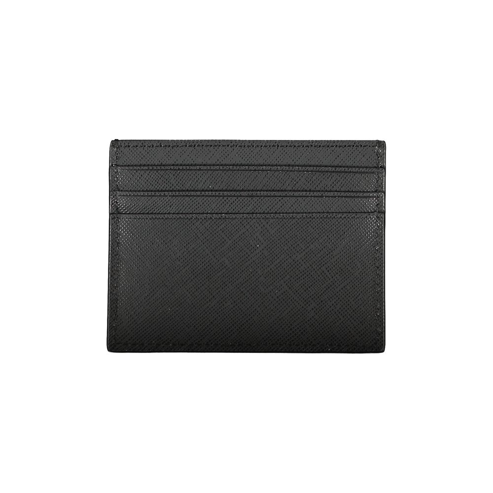 Tommy Hilfiger Sleek Black Leather Card Holder with Contrast Men's Details