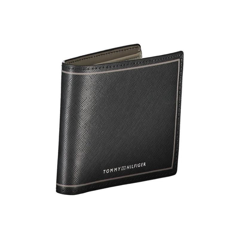 Tommy Hilfiger Elegant Black Leather Dual-Compartment Men's Wallet