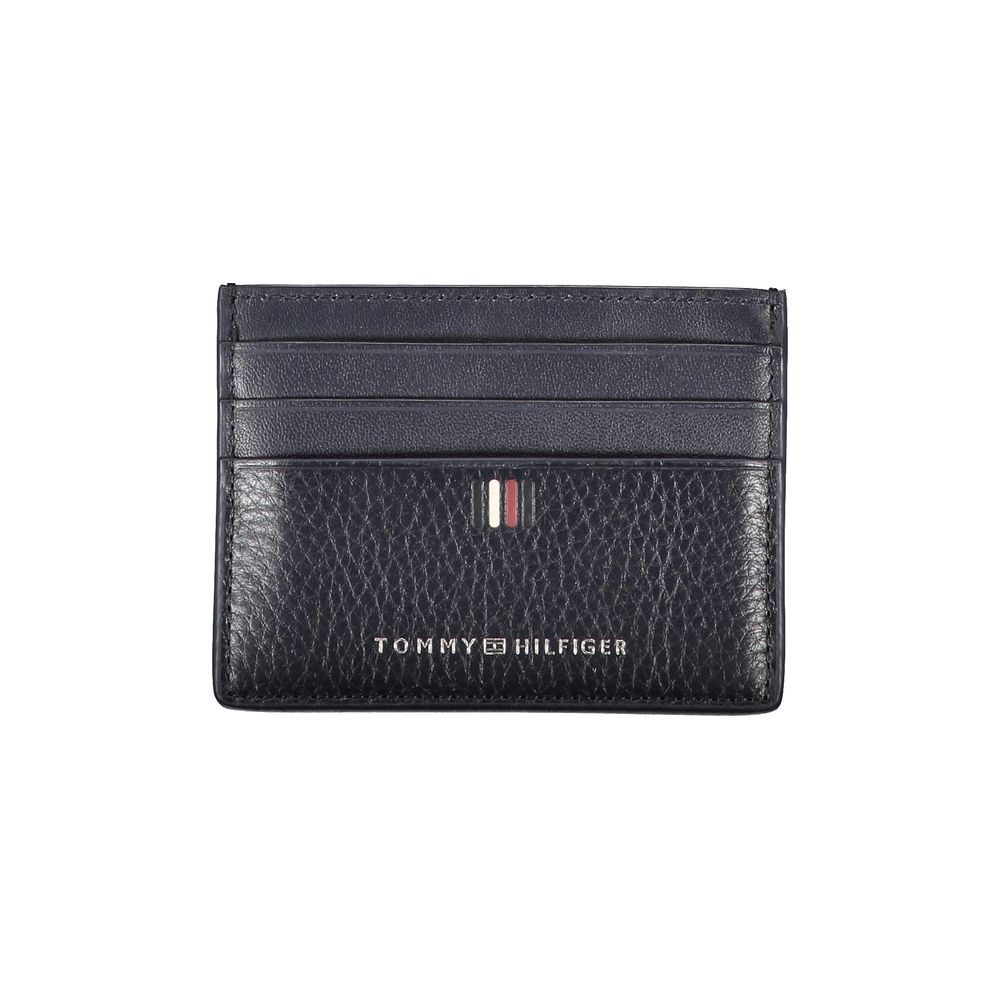 Tommy Hilfiger Sleek Blue Leather Card Holder with Contrast Men's Details