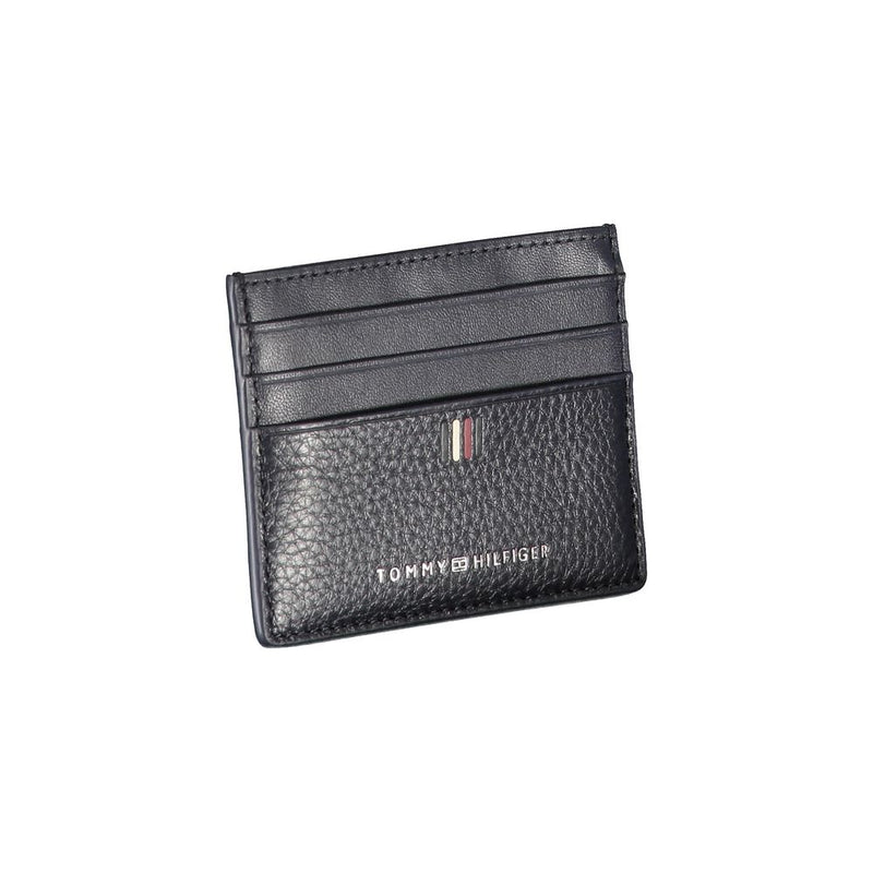 Tommy Hilfiger Sleek Blue Leather Card Holder with Contrast Men's Details