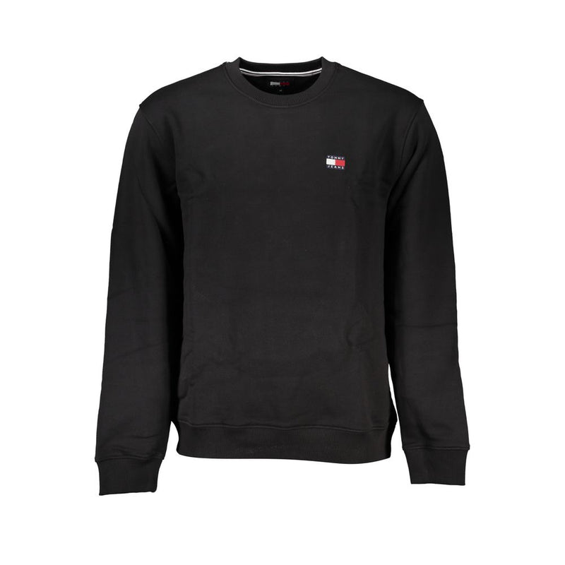 Tommy Hilfiger Sleek Black Cotton Crew Neck Men's Sweatshirt