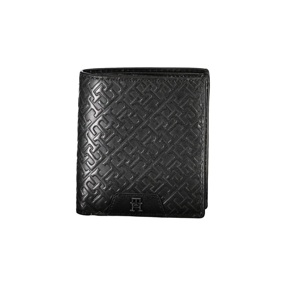 Tommy Hilfiger Sleek Black Leather Dual-Compartment Men's Wallet