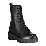 Tommy Hilfiger Elegant Black Laced Boots with Side Women's Zip