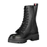 Tommy Hilfiger Elegant Black Laced Boots with Side Women's Zip