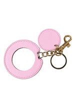 Dolce & Gabbana Elegant Pink Gold Leather Women's Keychain