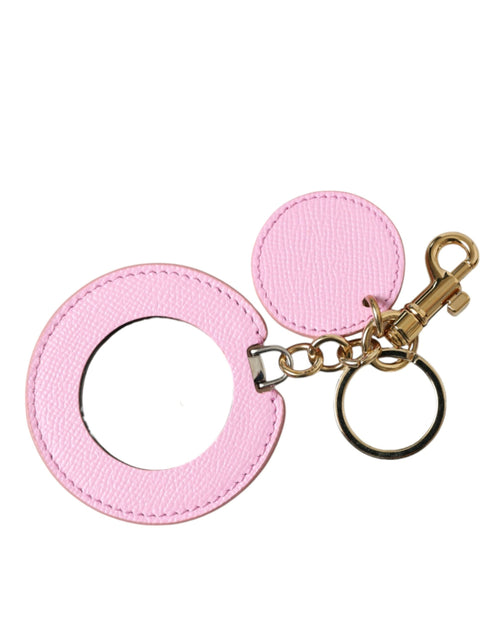 Dolce & Gabbana Elegant Pink Gold Leather Women's Keychain