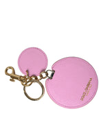 Dolce & Gabbana Elegant Pink Gold Leather Women's Keychain