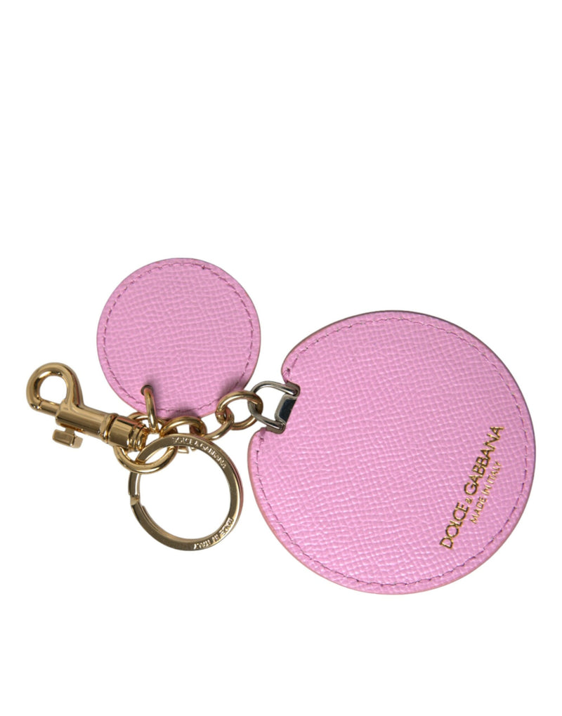 Dolce & Gabbana Elegant Pink Gold Leather Women's Keychain