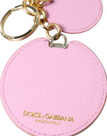 Dolce & Gabbana Elegant Pink Gold Leather Women's Keychain