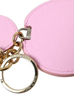 Dolce & Gabbana Elegant Pink Gold Leather Women's Keychain