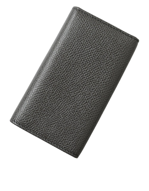 Dolce & Gabbana Chic Gray Leather Trifold Key Men's Holder