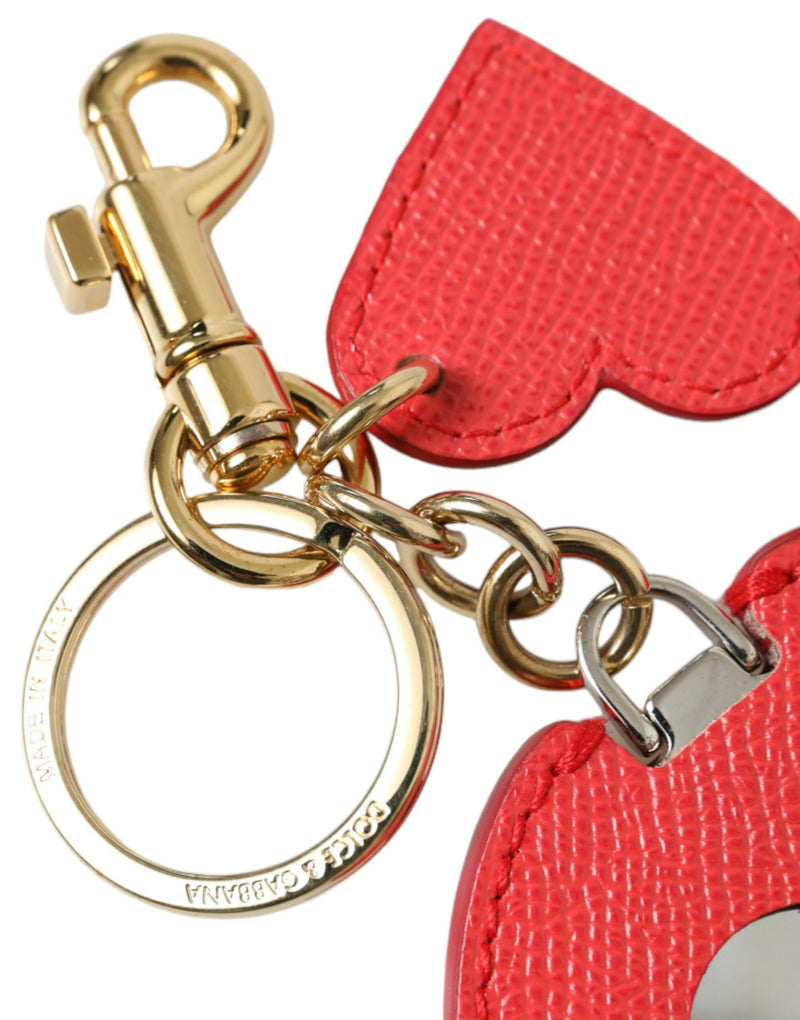 Dolce & Gabbana Elegant Red Leather Keychain with Gold Women's Accents