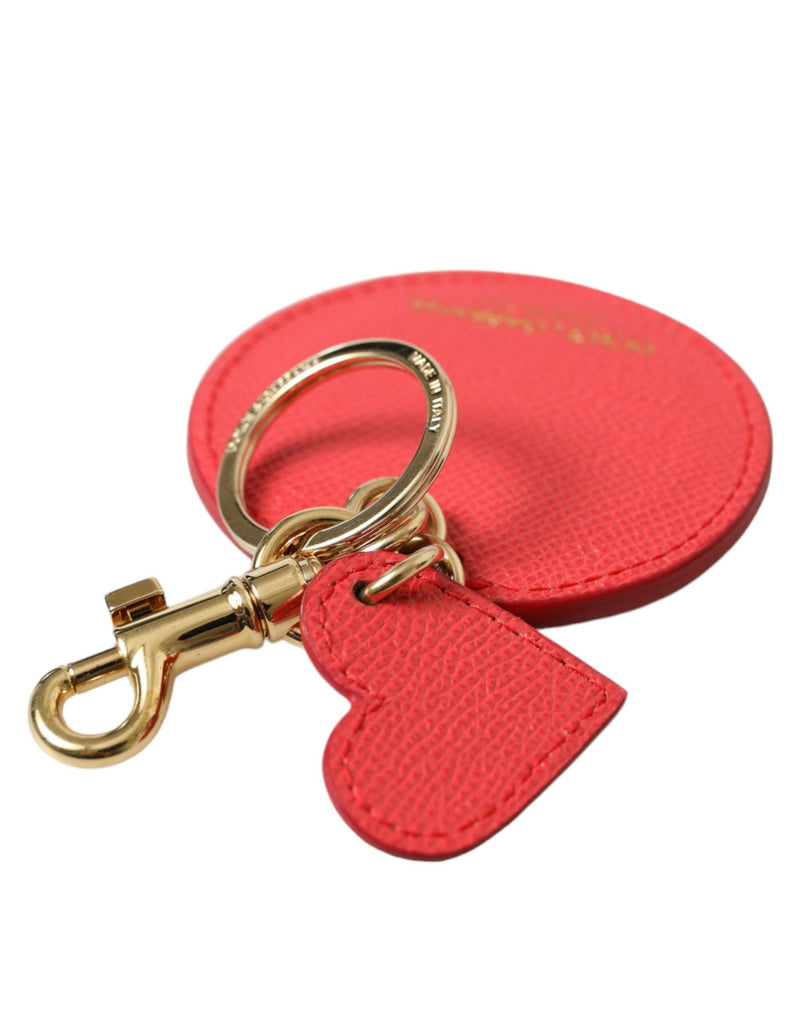 Dolce & Gabbana Elegant Red Leather Keychain with Gold Women's Accents