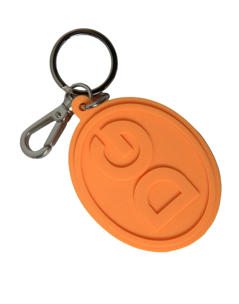 Dolce & Gabbana Elegant Orange Charm Keyring with Silver Women's Detail